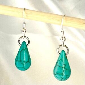 ATK Sterling 925 Silver & Turquoise Teardrop Dangles